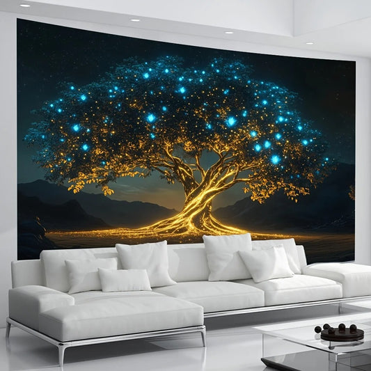 Enchanted Tree Tapestry Firefly Starry Sky