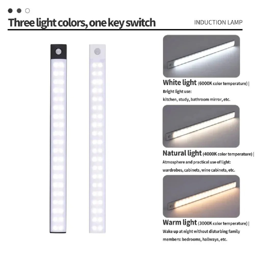 LED Adhesive Bar Light USB Type-C Rechargeable Motion detected