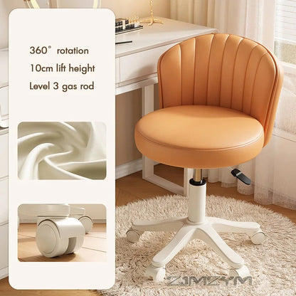Leather Chair Shell Seat Adjustable Rotary Stool for Home