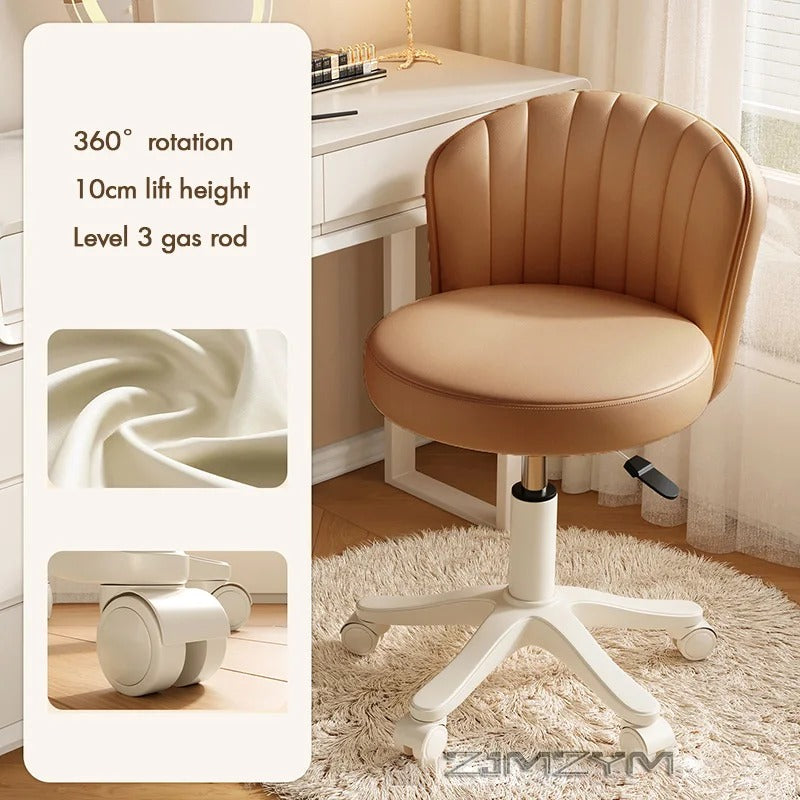 Leather Chair Shell Seat Adjustable Rotary Stool for Home