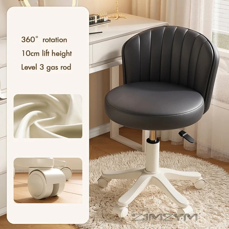 Leather Chair Shell Seat Adjustable Rotary Stool for Home
