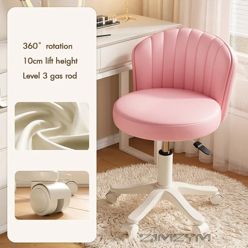 Leather Chair Shell Seat Adjustable Rotary Stool for Home