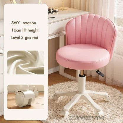 Leather Chair Shell Seat Adjustable Rotary Stool for Home