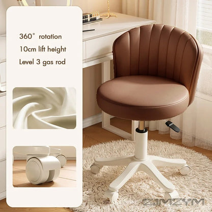 Leather Chair Shell Seat Adjustable Rotary Stool for Home