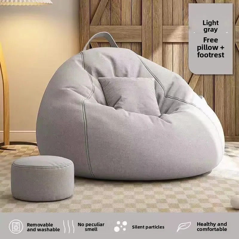 Lazy bean bag with footstool | Thick cotton cover |