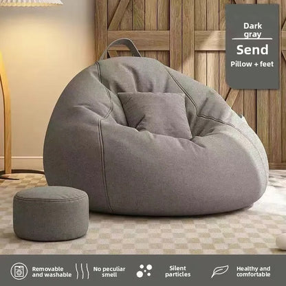 Lazy bean bag with footstool | Thick cotton cover |