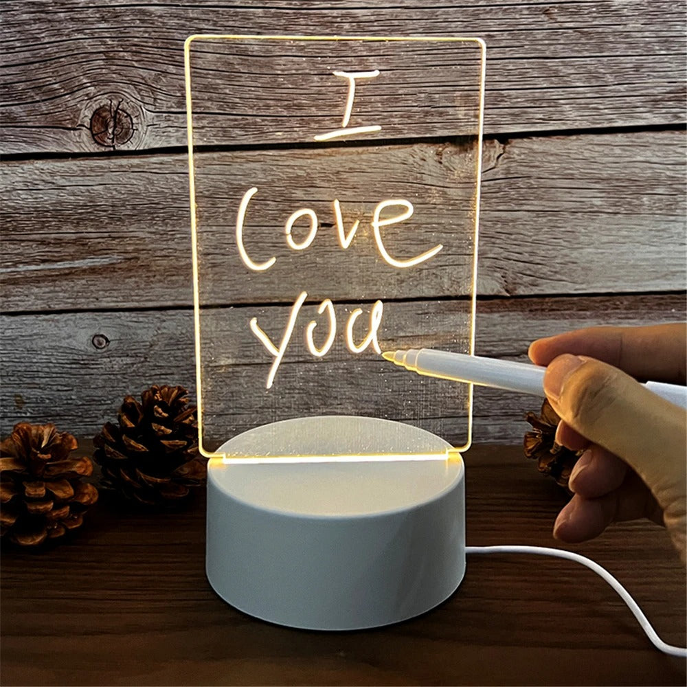 USB Luminous Acrylic Night Light Erasable Write Message Board