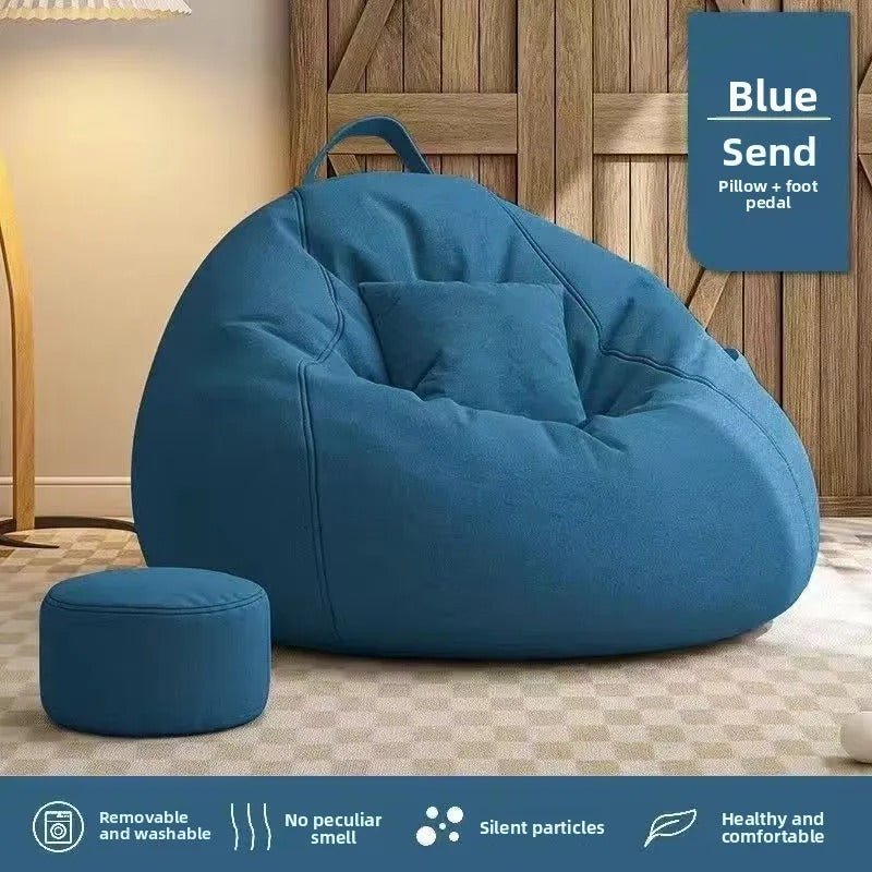 Lazy bean bag with footstool | Thick cotton cover |