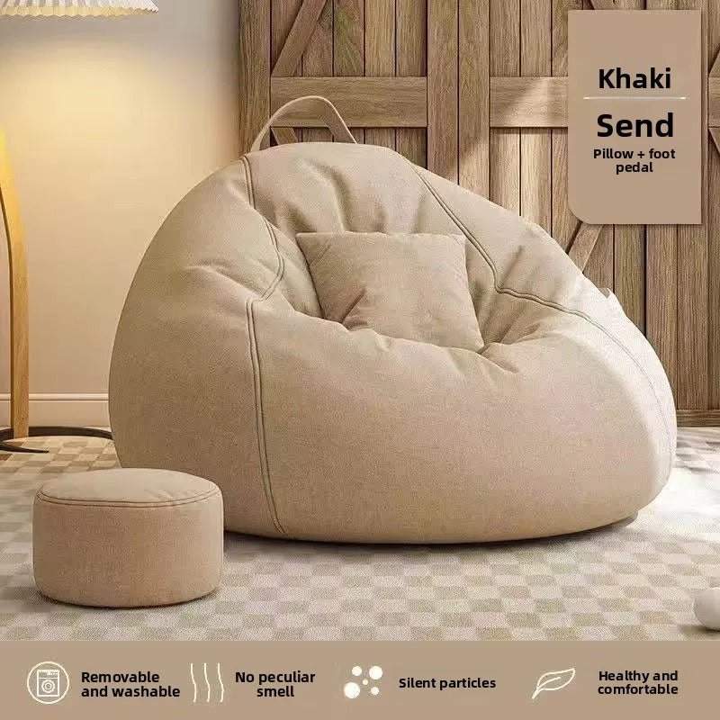 Lazy bean bag with footstool | Thick cotton cover |