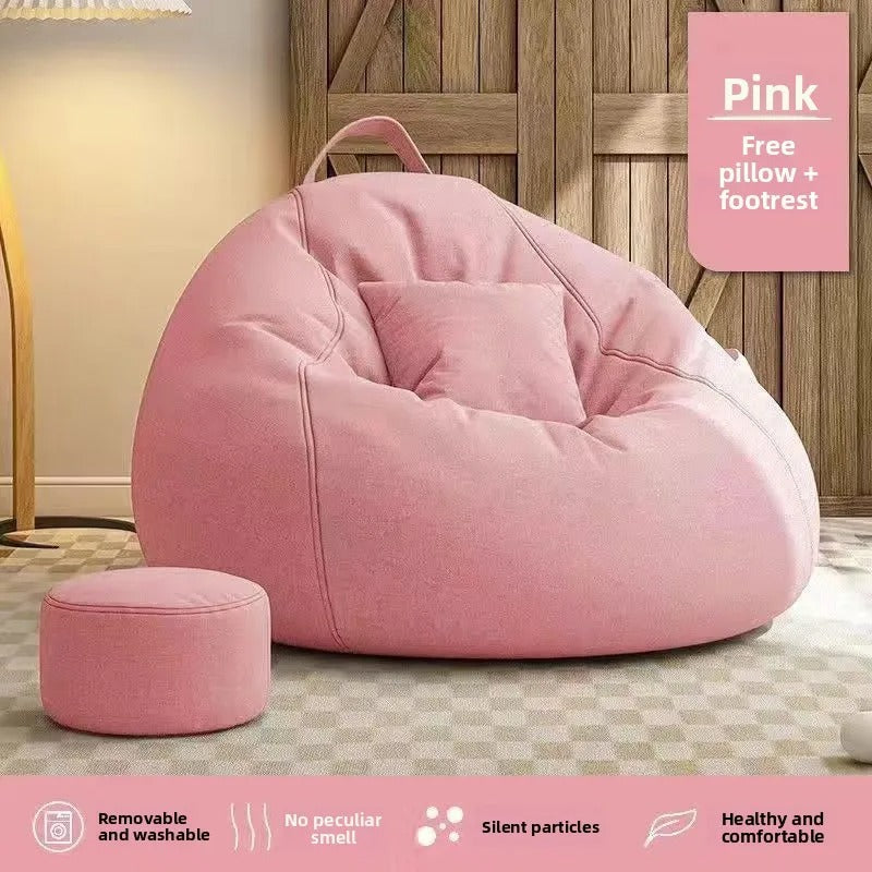 Lazy bean bag with footstool | Thick cotton cover |