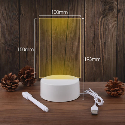 USB Luminous Acrylic Night Light Erasable Write Message Board