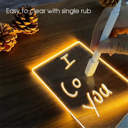 USB Luminous Acrylic Night Light Erasable Write Message Board