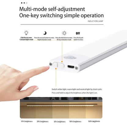LED Adhesive Bar Light USB Type-C Rechargeable Motion detected