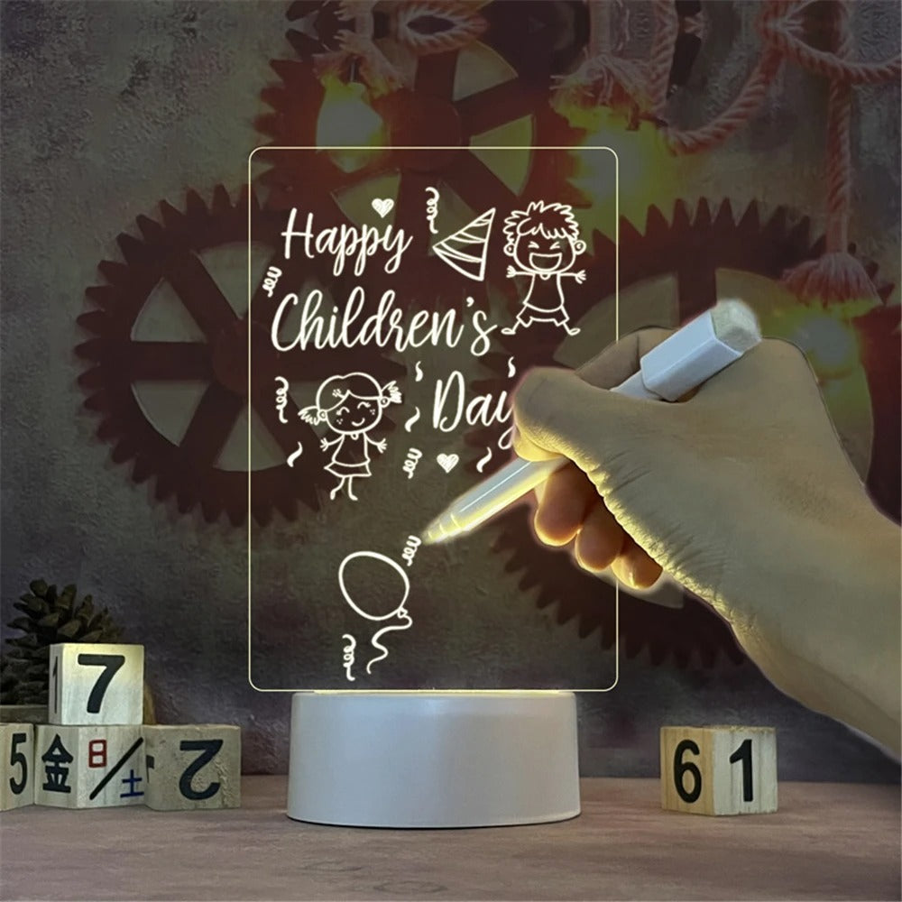 USB Luminous Acrylic Night Light Erasable Write Message Board