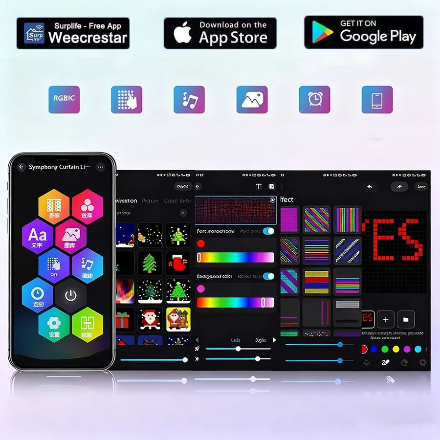 RGB Smart Curtain Lights with Bluetooth App