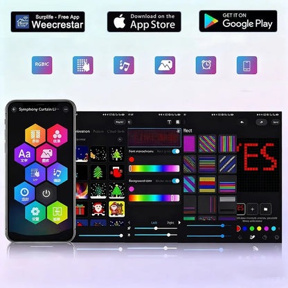 RGB Smart Curtain Lights with Bluetooth App