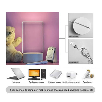USB Luminous Acrylic Night Light Erasable Write Message Board